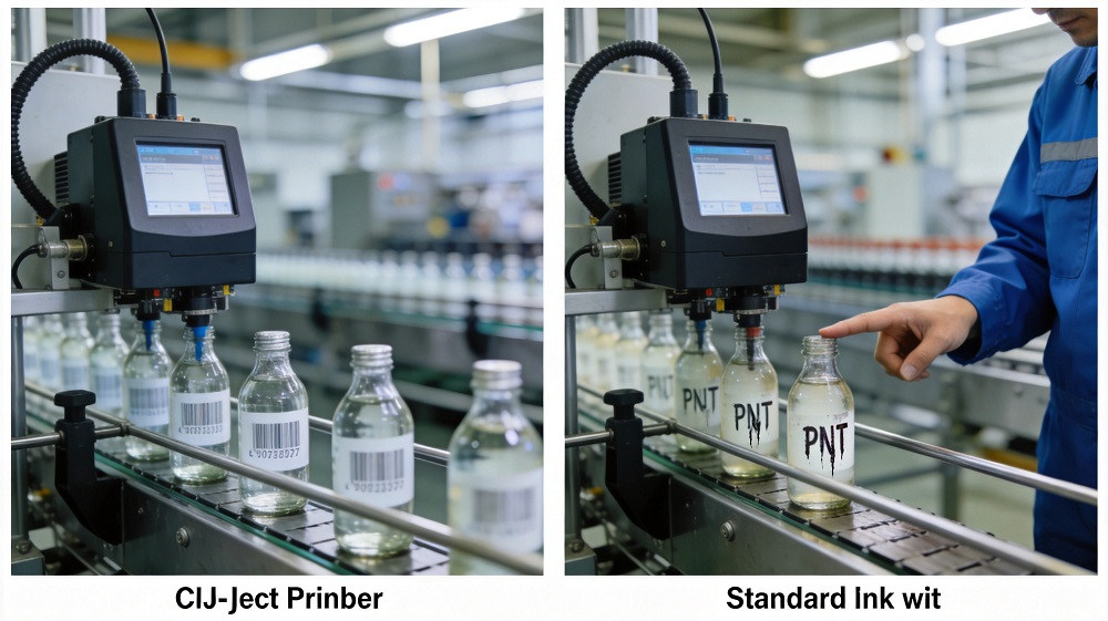Fast-dry vs standard CIJ ink comparison on a production line